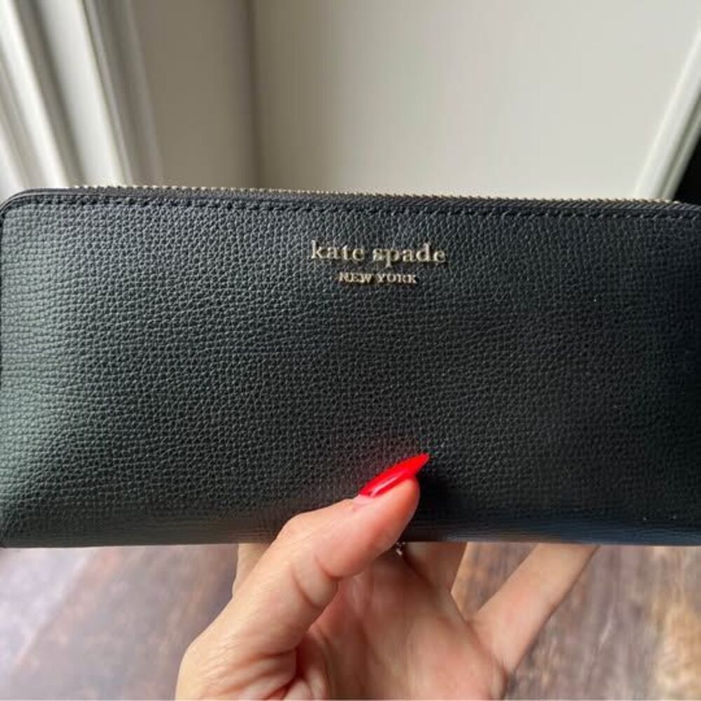 Kate Spade Black Leather Zip-Around Wallet
